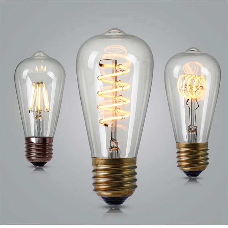 Ретро лампа Эдисона E27 220V 40W ST64 T100 T45 G80 G95 T185 A19 винтажная накаливания|Лампы