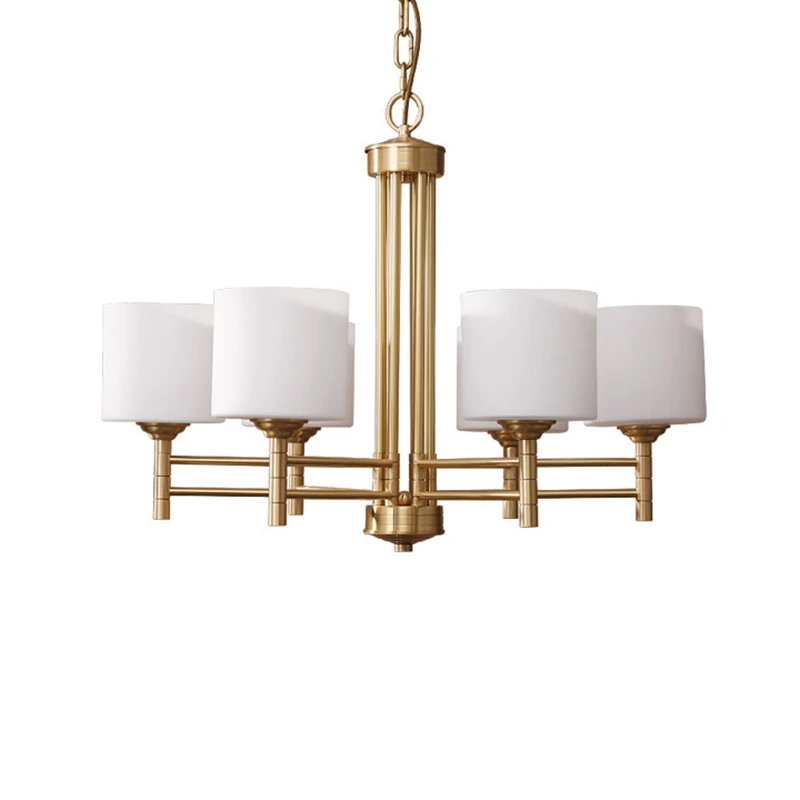 Creative Copper Chandelier retro personality 8 arm glass lampshade Luxury Suspendsion light Fixtures E14 lamp white AC220V 110V | Лампы и