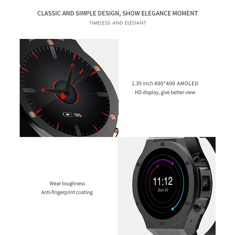 H2 android ios 1G+16GB Smart watch 1.39 inch mtk6580 SmartWatch phone 3G wifi GPS 5M heart rate nano SIM GSM For Men Ladies | Электроника