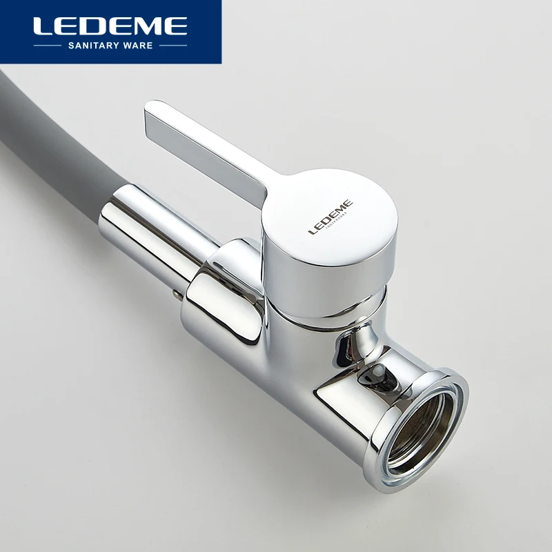 LEDEME Смеситель для кухни с силиконовым изливом латунь Цвет: хром+жёлтый L4898 4|kitchen