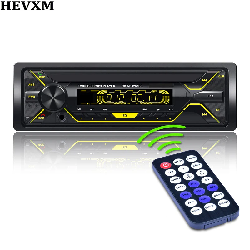 HEVXM 1 din автомобильный Радио MP3 аудио плеер Съемная панель Bluetooth hands-free Стерео FM