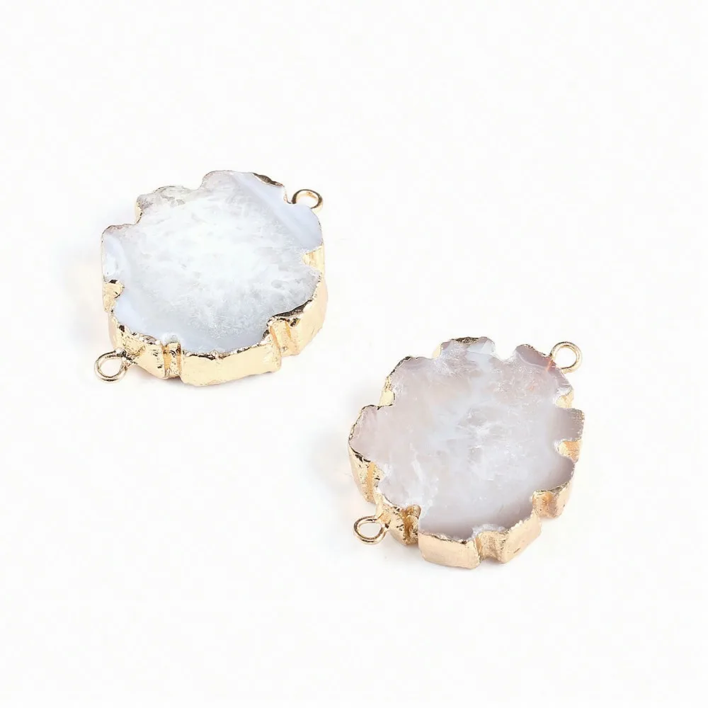 Натуральный камень подвеска-Агат Соединитель с двумя отверстиями