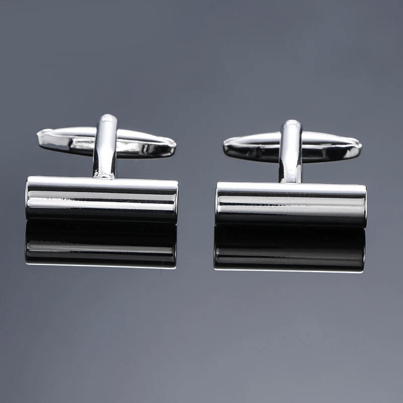 

DY The new high quality brass material smooth cylindrical Silvery Cufflinks Men's French shirt Cufflinks free shipping