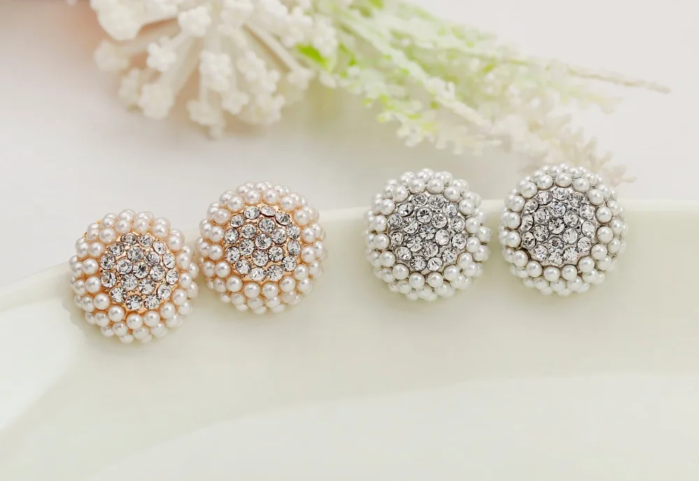 New pearl stud earrings for woman bijoux femme oorbellen Crystal earring round boucles d'oreilles pour les femmes 2016 | Украшения и