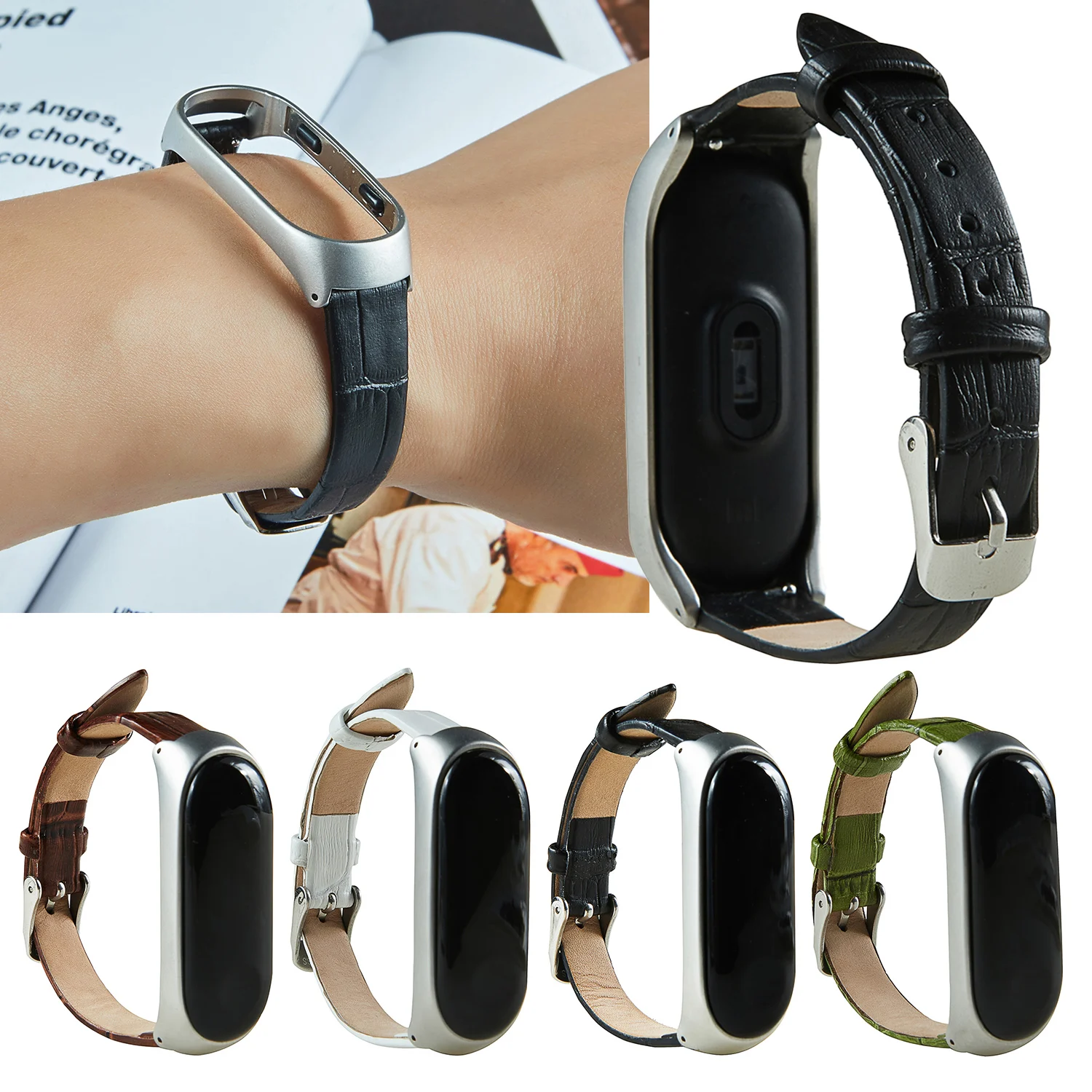 Кожаный браслет для Xiaomi mi Band 4 умный Спортивный Браслет Водонепроницаемый mi llet 4 Широкие ремешки аксессуары