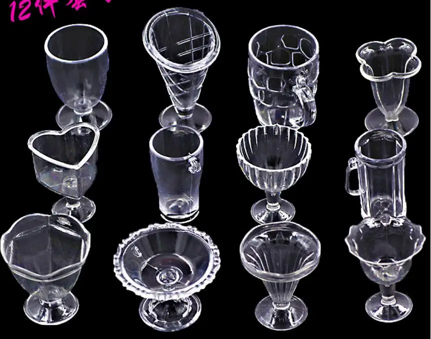 12pcs cup Кукольный домик, блюдо для еды, миниатюрная посуда для рукоделия, Siwan, инструменты для моделирования, мини-мороженое, десертная чашка, аксессуары ручной работы, Декор - Цвет: 12pcs cup