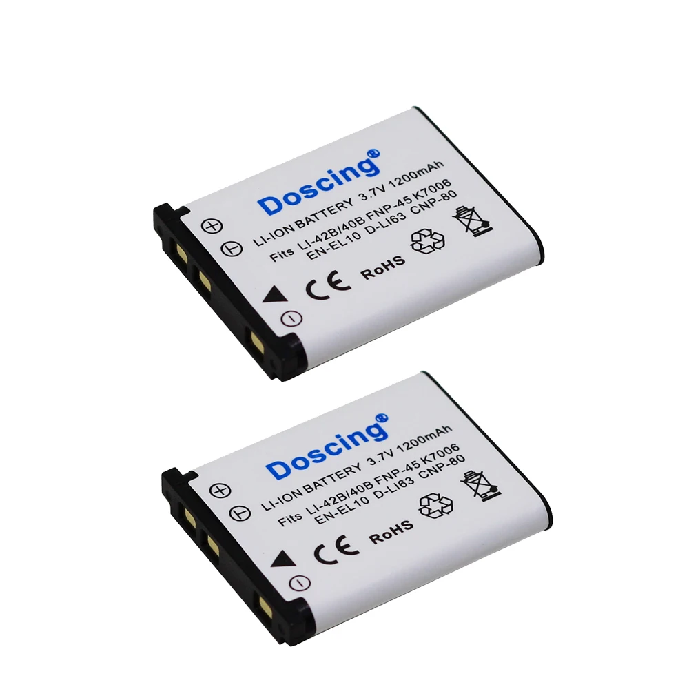 Doscing 2P Li 40B 42B аккумулятор + USB двойное зарядное устройство для Olympus Pentax Fuji D Li63 NP80 CNP80