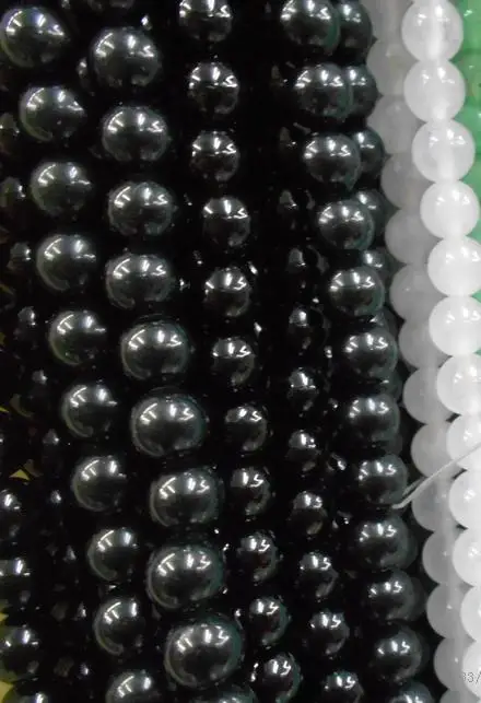 Круглые бусины россыпью из натурального черного фарфора нитка 15 дюймов 4 6 8 10 12 14