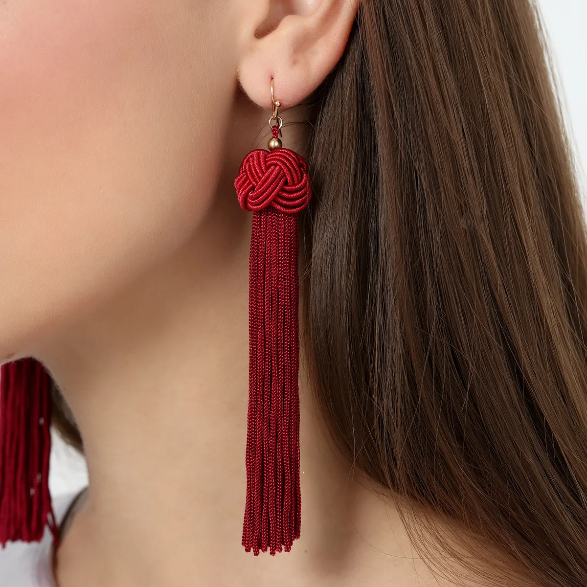 PAPAPRESS 1pair Knot Long Tassel Earring Bohemian Love Festival Statement for Women 5 Color Jewelry Accessories A008 | Украшения и
