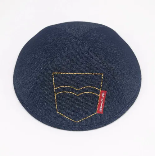 Пользовательские товары персонализированные Kippot kippah yarmulke denim 19 см вышивка печать