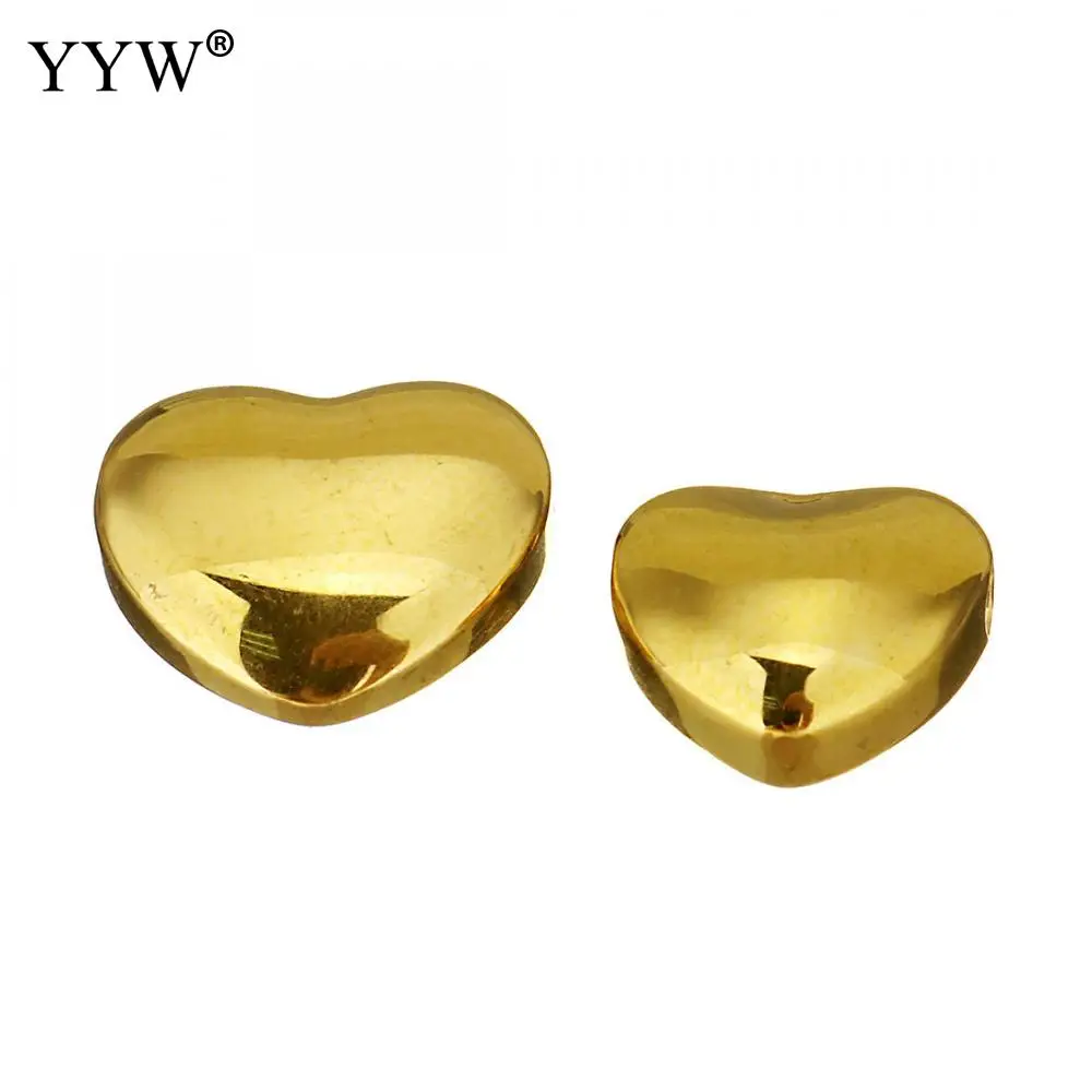 gold color 10 шт Нержавеющая сталь бусины-разделители Подвеска бусины в форме сердца для изготовления ювелирных изделий Браслеты Роза для рукоделия золото/черный свободные бусины - Цвет: gold color