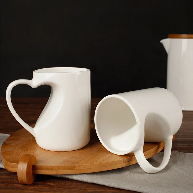 Простые Модные в форме сердца чайник чашка с бамбуковой поднос для завтрака