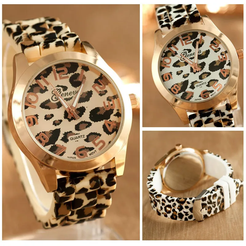 Reloj Mujer 2018 часы Для женщин модные унисекс Женева Leopard силиконовые желе гель