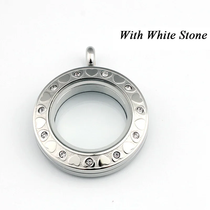 white crystals URSJEWELRY плавающая подвеска, медальон 28 мм Твист открытый 316L нержавеющая сталь Стекло Медальоны живой памяти ожерелье - Окраска металла: white crystals