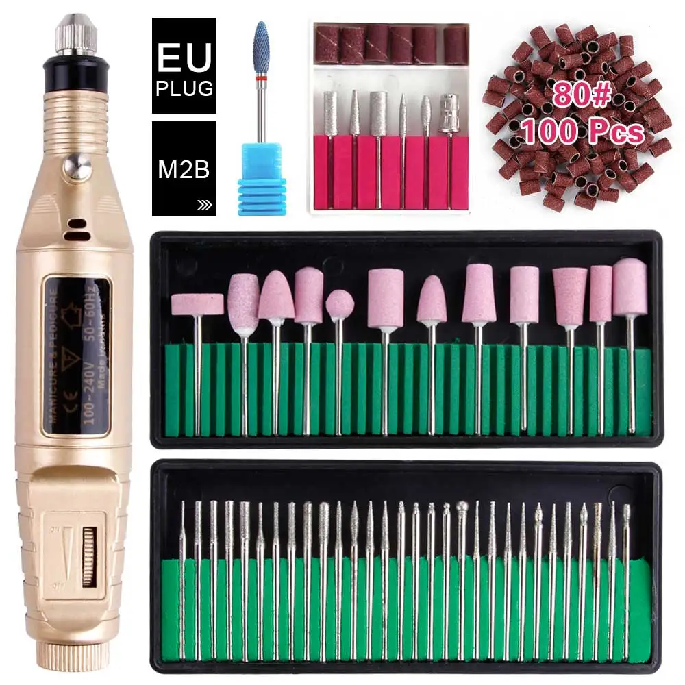 Pen Set F 80M2B EU Электрические фрезерные станки аппарат для маникюра керамика резак карбида ногтей сверла для снятия лака Diamond кутикулы резаки sim карт - Цвет: Pen Set F 80M2B EU