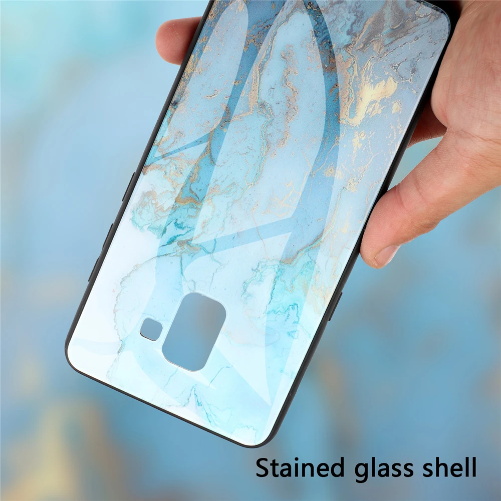 Чехол из закаленного стекла для Samsung Galaxy J2 J3 J4 J5 J6 J7 гранитный мрамор задняя крышка