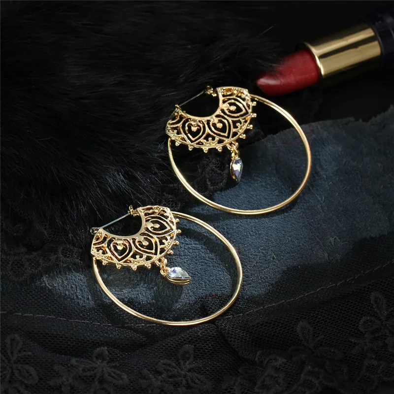 Женские круглые висячие серьги Bijoux золотого цвета с большими кругами и