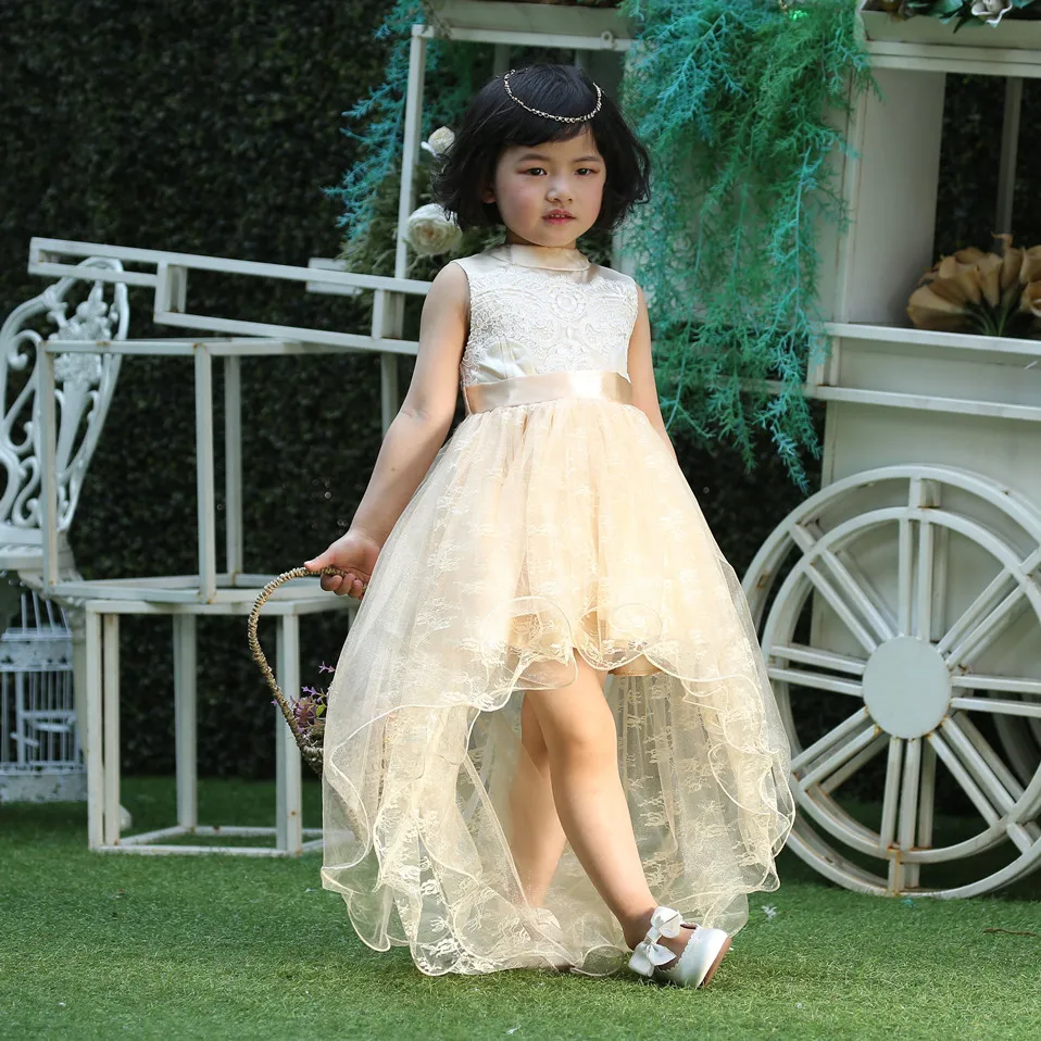 Cutestyles New Arrival Girl Party Dress Flower Prom Beige Grandi Wedding Kids Clothes | Детская одежда и обувь