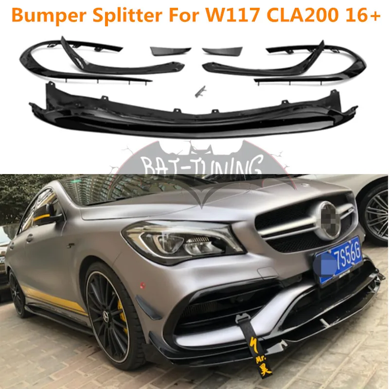 ABS передний бампер Canards для Mercedes CLA Class CLA200 CLA250 CLA45 AMG W117 передний губы Fin+ подтяжка лица спортивная версия