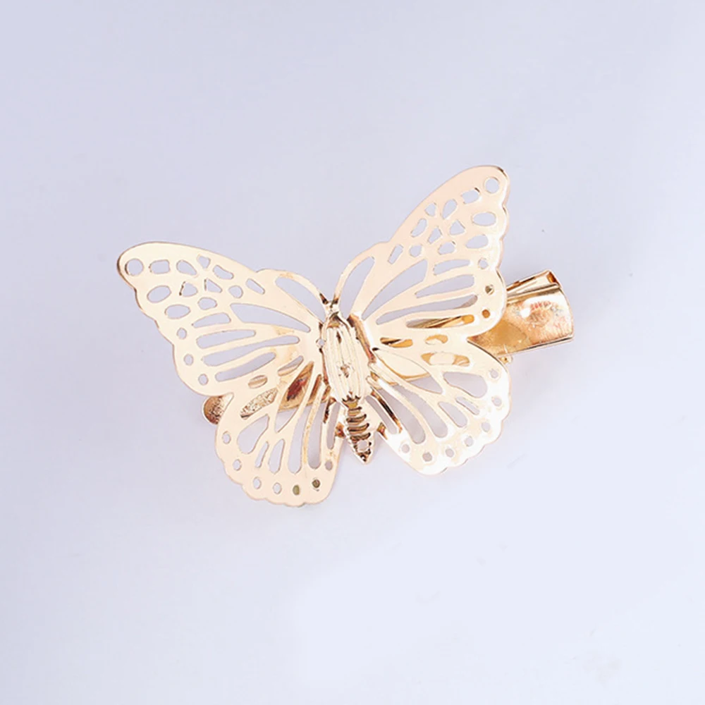 6pcs Women Butterfly Barrettes Metal Hair Three-dimensional Hollow Clips Bride Decoration Clip Retro Temperament elegant Hairpin |