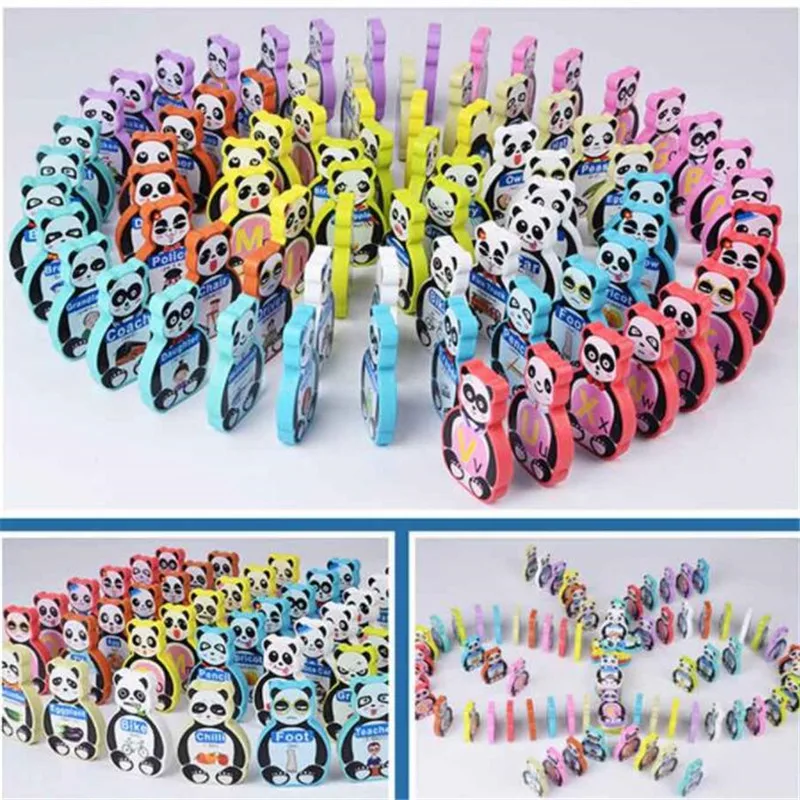 80 шт. деревянные Обучающие домино с блоками слова строительные блоки Алфавит