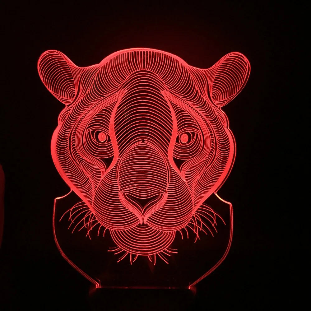 Luminarias 3D дикий зверь Мужской Лев 7 видов цветов сменная USB Сенсорная вспышка для
