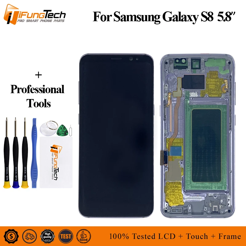 Для Samsung Galaxy S8 G950F G950U G950FD ЖК дисплей с рамкой сенсорным экраном дигитайзер