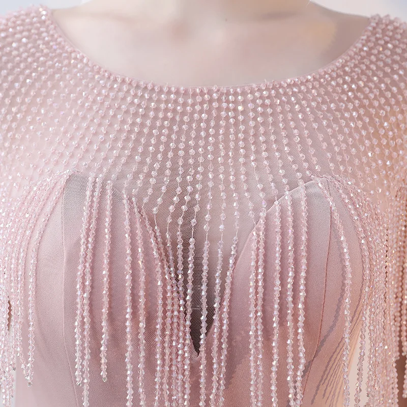 Сексуальные атласные прозрачные шеи Роскошные Бисероплетение Vestidos De Festa
