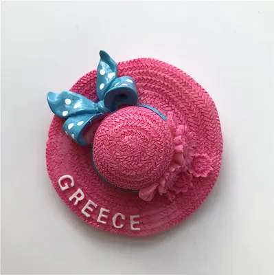 Refrigerator magnetic paste simulation straw hat sun resin magnet refrigerator decoration | Fridge Magnets