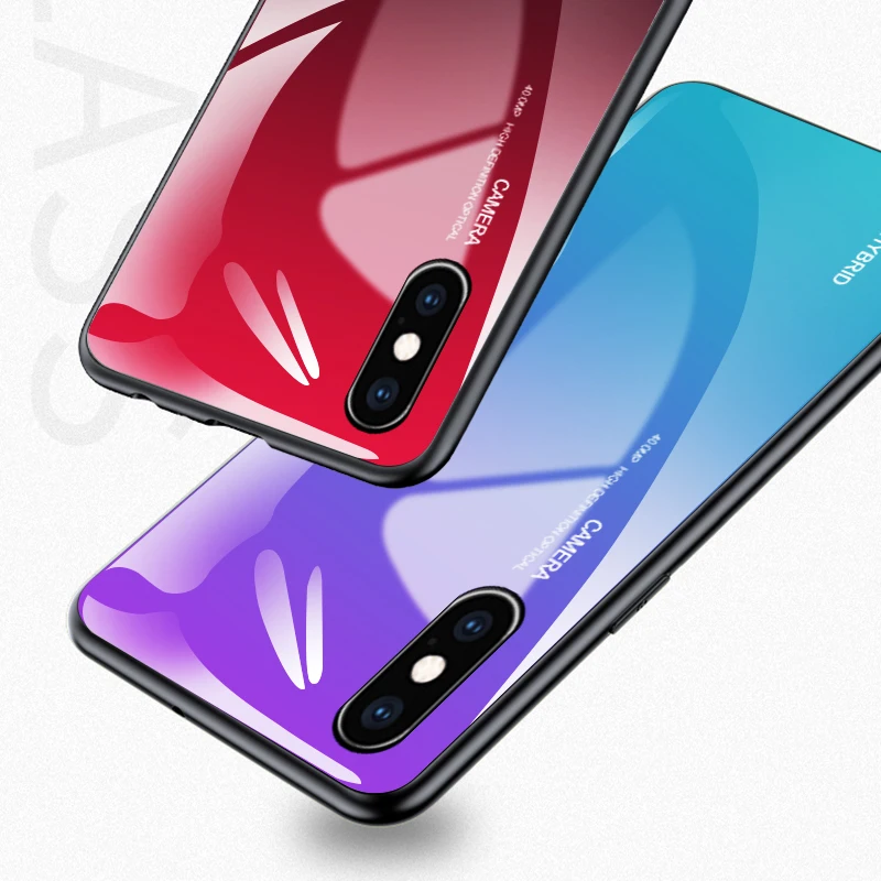 Для Huawei Honor 20 7A 7C Pro 8 9 10 Lite 8X 7X чехол градиентное закаленное стекло Силиконовая