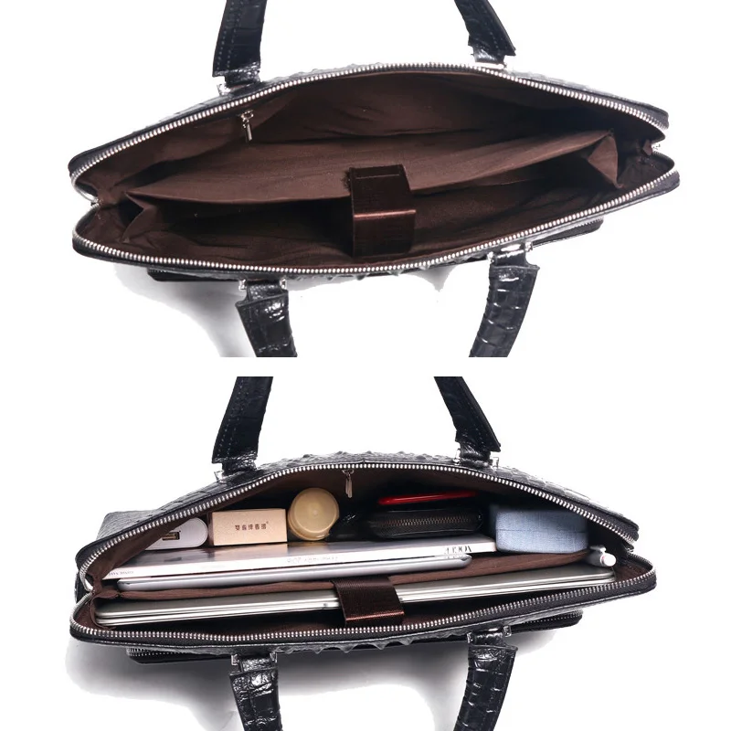 Luxury Crocodile Pattern Men's Briefcase Genuine Leather Handbags Men Business 14