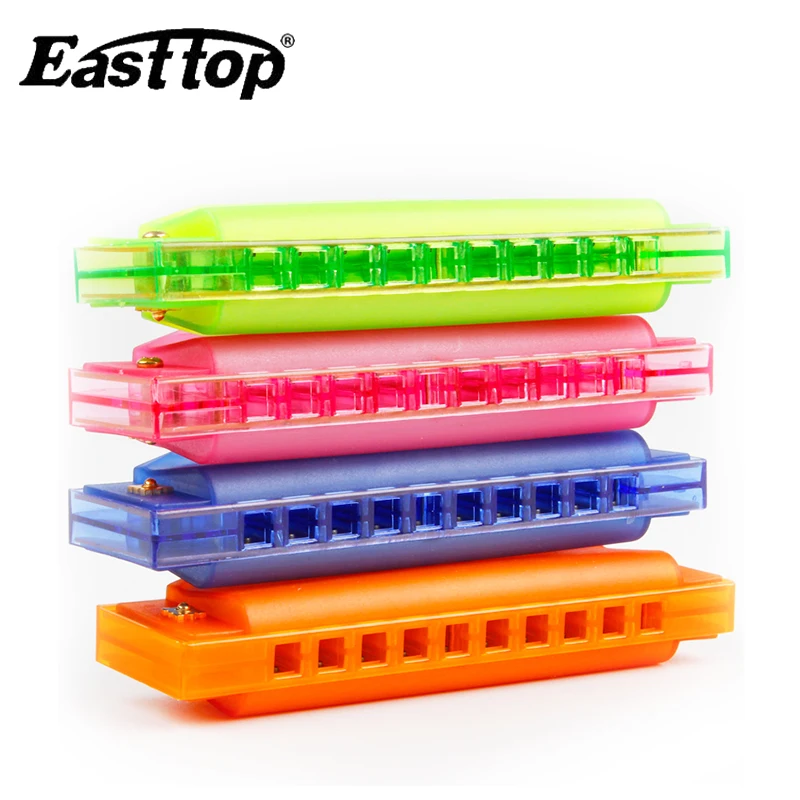 Полупрозрачная цветная гармоника EASTTOP с 10 отверстиями для детей игрушки и хобби
