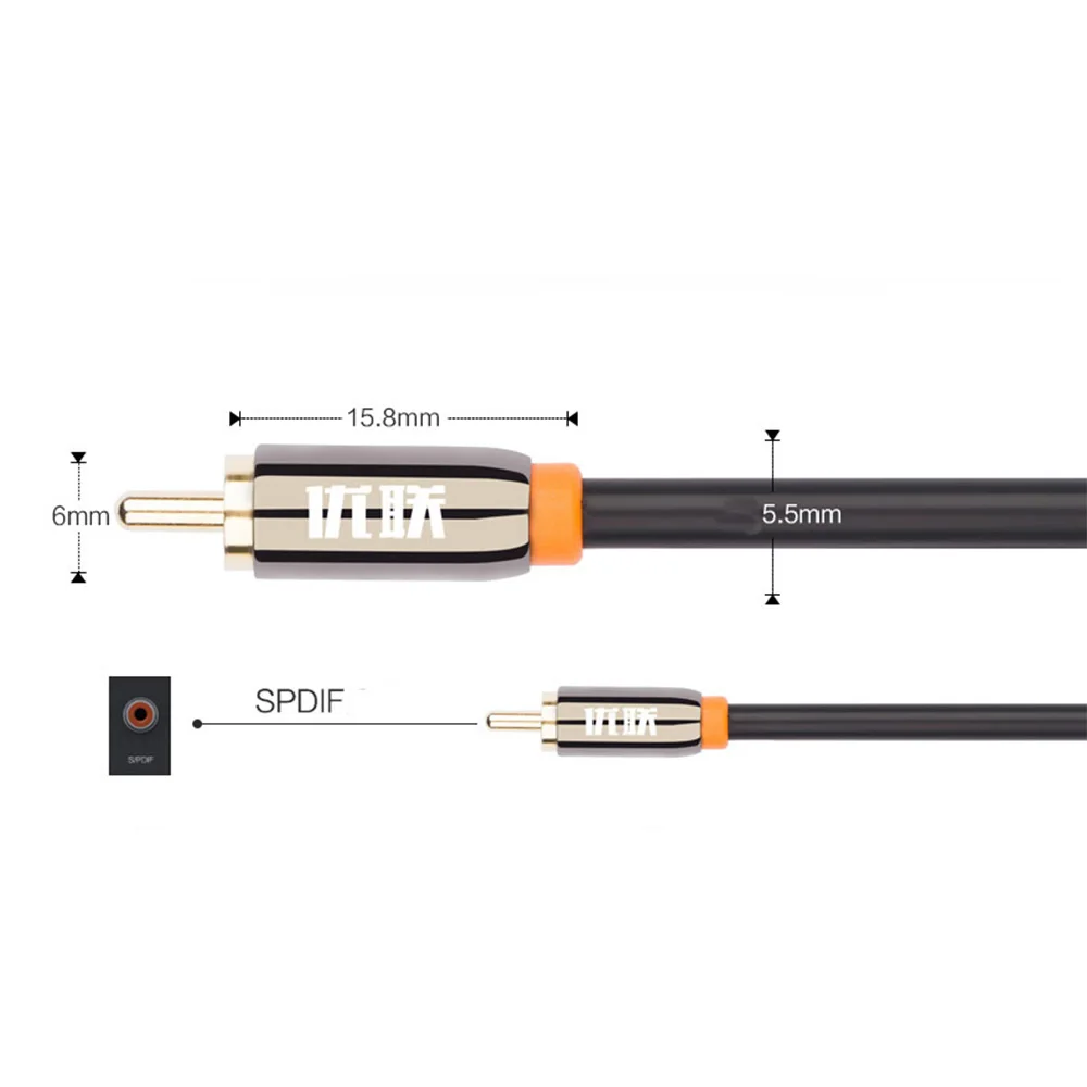 SPDIF коаксиальный кабель 75ohm стерео цифровой аудио видео Rca папа позолоченный Hifi