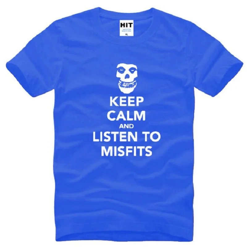 С надписью Keep Calm and слушать Misfits футболка с надписями и рисунком в виде черепа Для