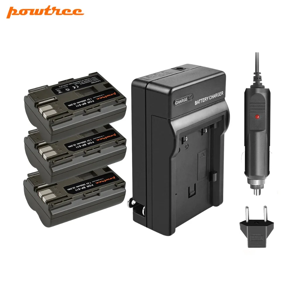 Powtree 7 2 V 2800mAh BP-511 BP-511A BP 511A батарея + зарядное устройство для Canon EOS 40D 300D 5D 20D 30D 50D 10D D60