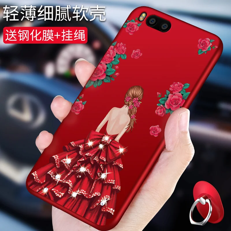 bling rose wedding dress goddess with rope and stand holder soft silicon case For Xiaomi Mi6 M6 |