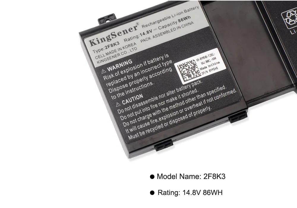 Аккумулятор Kingsener 2F8K3 для ноутбука Dell Alienware 17 R1 17x 18 18x фотосессия 02F8K3 KJ2PX 14 8 в 86