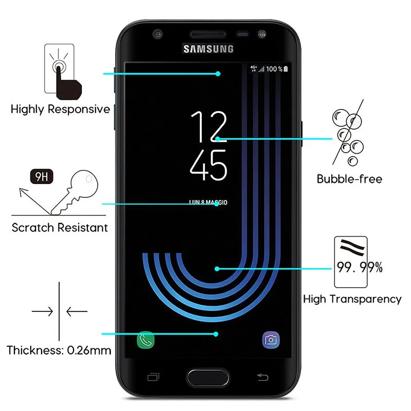 9H полное покрытие закаленное стекло для Samsung Galaxy J2 J5 J7 Prime J1 Ace J3 Pro 2016 J510 чехол