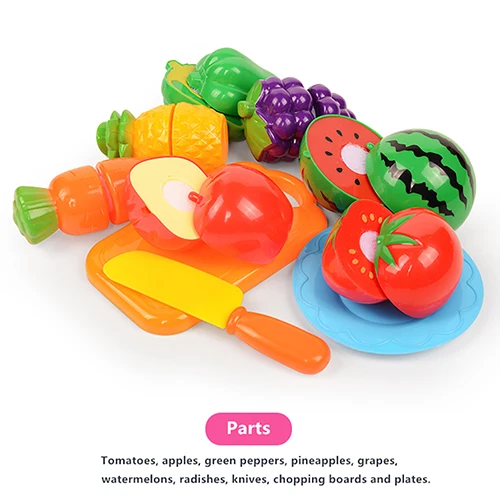 10Pcs 10 шт./компл. Детские Кухня игрушка Пластик для фруктов и овощей, Еда резка ролевые игры раннего образования детей игрушки фрукты подарок для детей - Цвет: 10Pcs