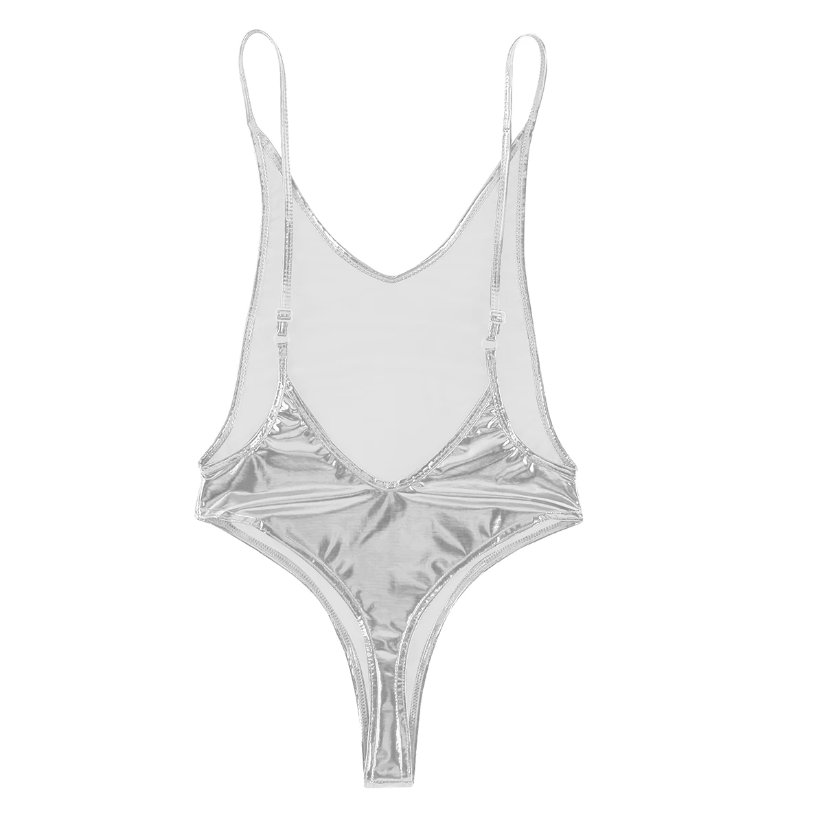 Женское сексуальное боди, Цельный купальник, стринги, без рукавов, Лакированное кожаное боди с леопардом, обтягивающее, глубокий u-образный вырез сзади, монокини для женщин, боди для девочек