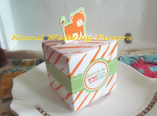 (100 шт./лот) Подарочная коробка для дня рождения ребенка в джунглях с 4 рисунками