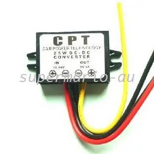 DC 12V 24V понижающий до 5V 5A 25W Автомобильный конвертер блока питания напряжения