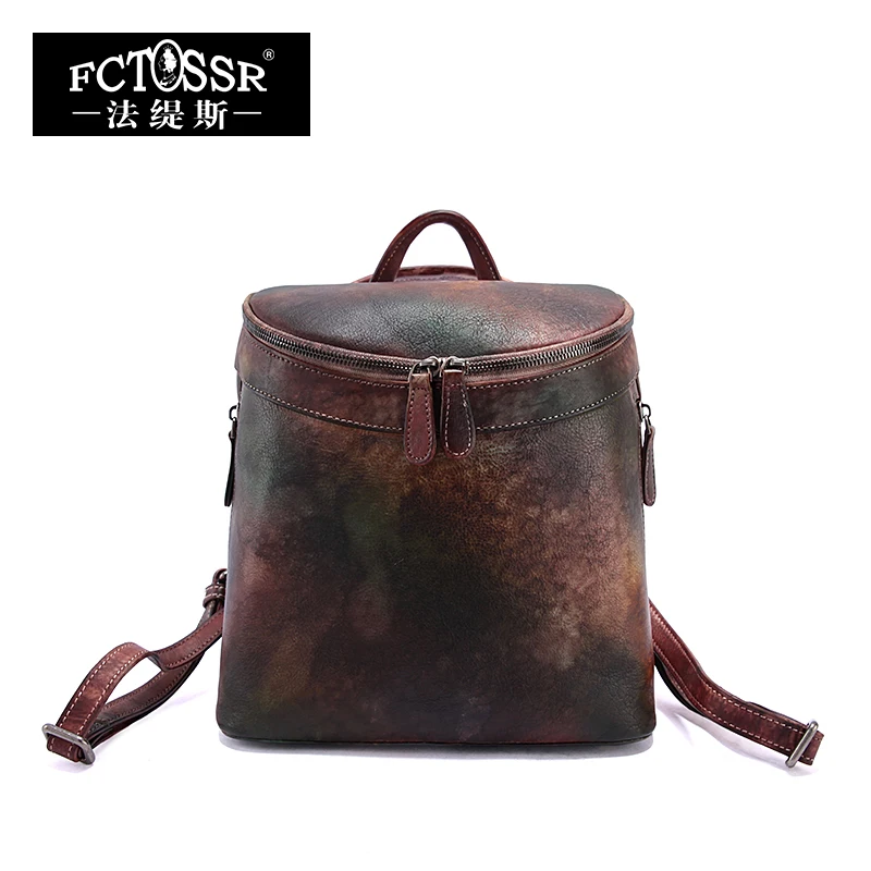 2019 Men Women Vintage Genuine Leather Leisure Backpack Female Multi-functional Cow Bucket Back Pack Top Handle Bag | Багаж и сумки
