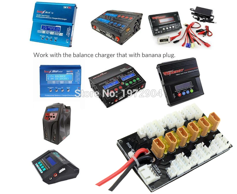 Параллельная зарядная плата XT30 Lipo для батарей пластина с 6 разъемами RC FPV Quadcopter JST