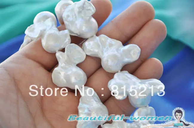 ddh001185 BIG 2row WHITE KESHI BAROQUE REBORN PEARL NECKLACE | Украшения и аксессуары