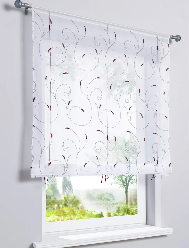 2017 новое поступление вышитые тюлевые кухонные прозрачные дверные занавески