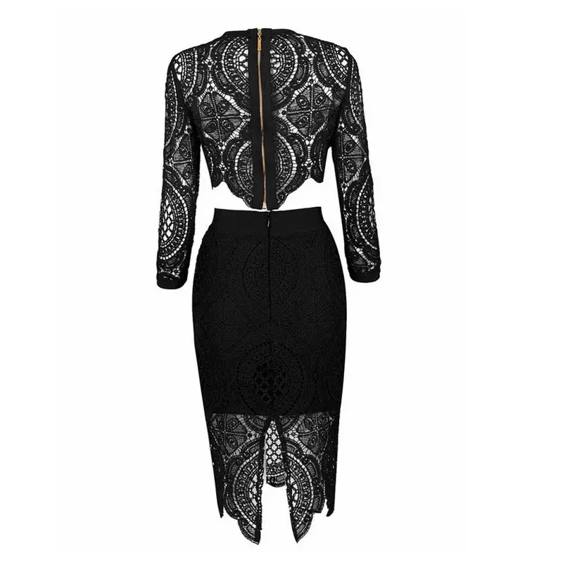 2017 весеннее Платье женское элегантное кружевное из 2 предметов Бандажное платье