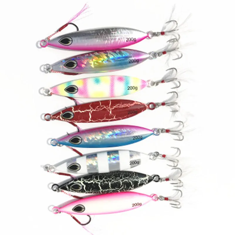 

Metal Jigging Fishing Lure 200g Sea Fishing Lure Double Hooks Boat Fishing Bait 8 Pcs/Lot Laser Jigs For Fishing