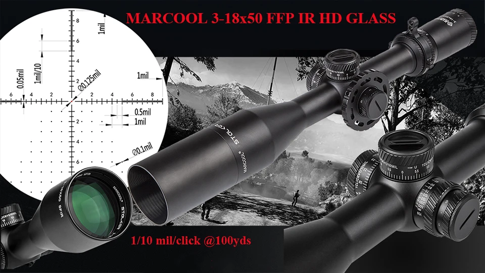 Marcool оптика Сталкер 3-18X50 FFP HD оптический дальний тактический охотничий Телескопический коллиматор Aim оптический прицел