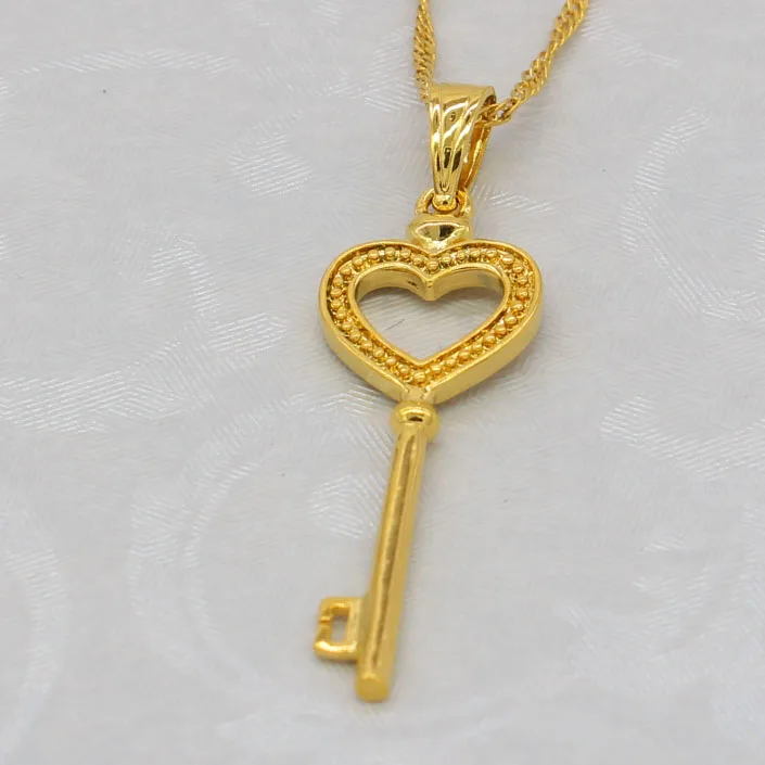 4.5cm*1.3cm Love Key Necklace Pendant For Women Girls Gold Color Gift Party Jewelry Items |